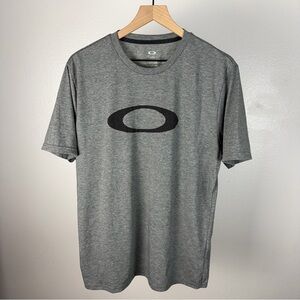 Oakley Big Center Logo Hydrolix Athletic Performance Gray Y2K T Shirt Size XL